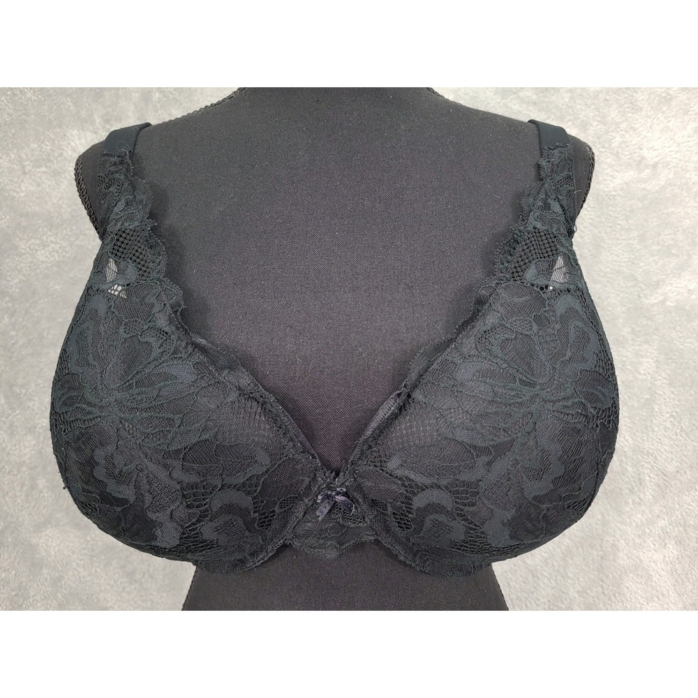 Auden Womens Bra F231970 Black 42DD Padded Wired Lace Floral